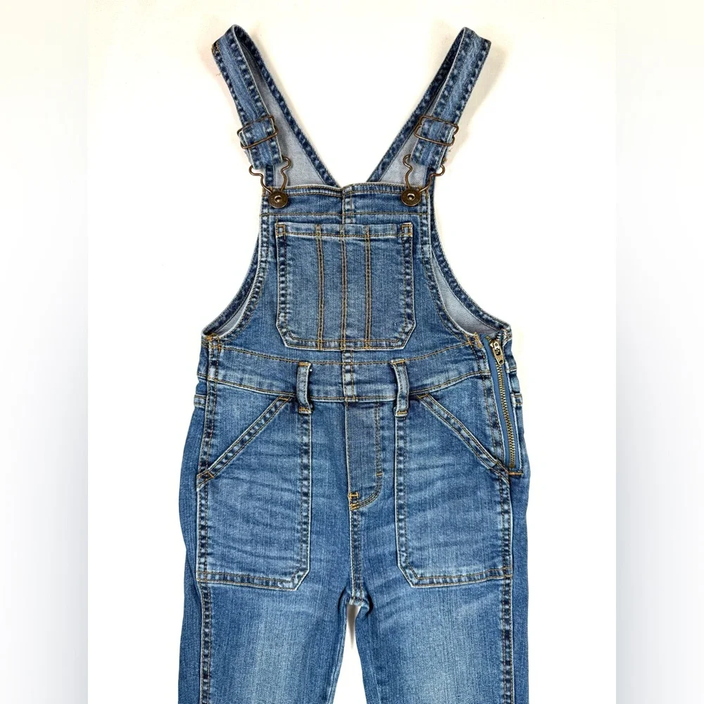 OSHKOSH B’GOSH Girls Denim Overalls Tapered Raw Hem 5 Casual Stretch Classic‎